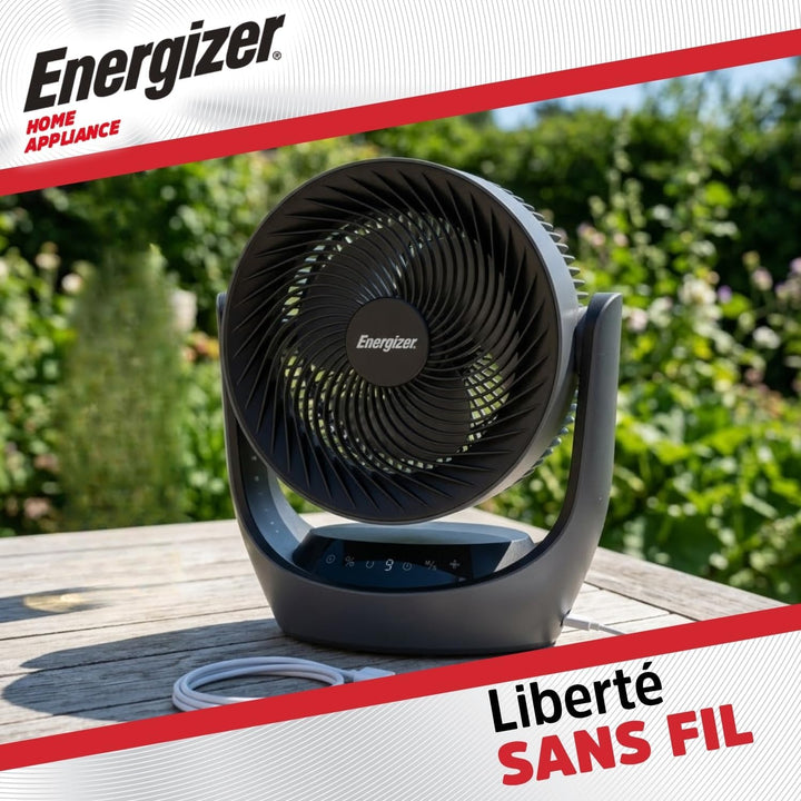 Energizer Tischventilator, leise, 35 dB, tragbar, wiederaufladbar, 3600 mAh, 9 Geschwindigkeitsstufe