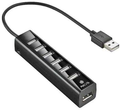 NGS IHUB7 Tiny - USB 2.0 Hub 7 Ports mit Power Adapter 5V/1A, universell kompatibel, Plug and Play