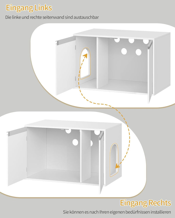 Hzuaneri Katzenklo Schrank, Katzenschrank mit Abnehmbarer Trennwand, 80 x 48,3 x 48,5 cm, Katzenhaus