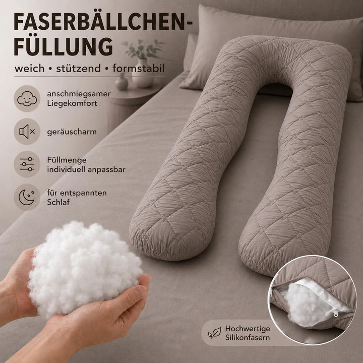 sei Design Seitenschläferkissen Schwangerschaftskissen U-förmiges Ganzkörperkissen Stillkissen XXL -