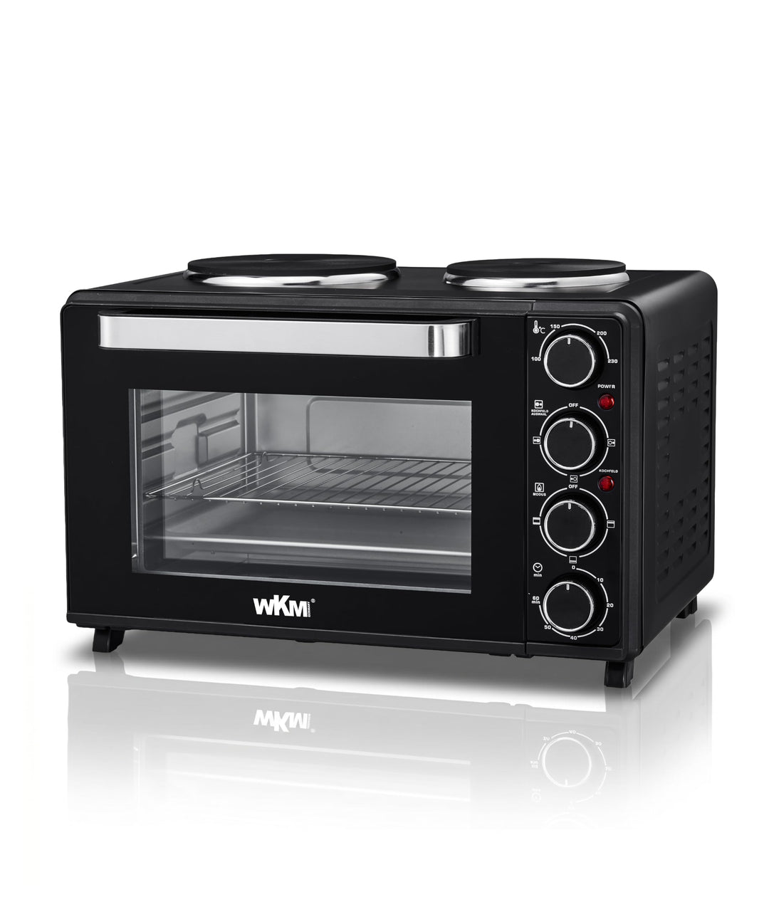WKM Mini Backofen mit Kochplatten Schwarz 30L
