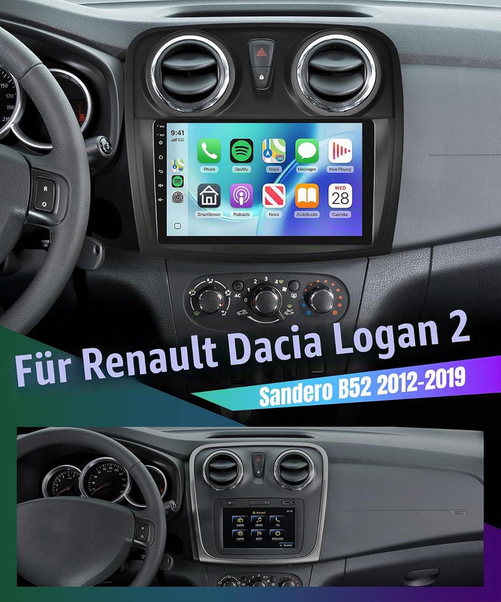 Rimoody 4G+64G Android Autoradio für Renault Dacia Logan 2 Sandero B52 2012-2019 Wireless Carplay An