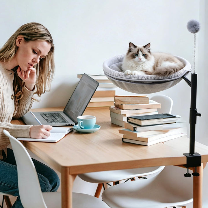 Katzenbett für Schreibtisch, 360° Drehbar＆Höhenverstellbar, 40lbs