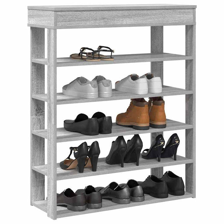 Schuhregal Grau Sonoma 80x30x98 cm Holzwerkstoff platzsparend schmal Organizer für Flur Eingangsbere
