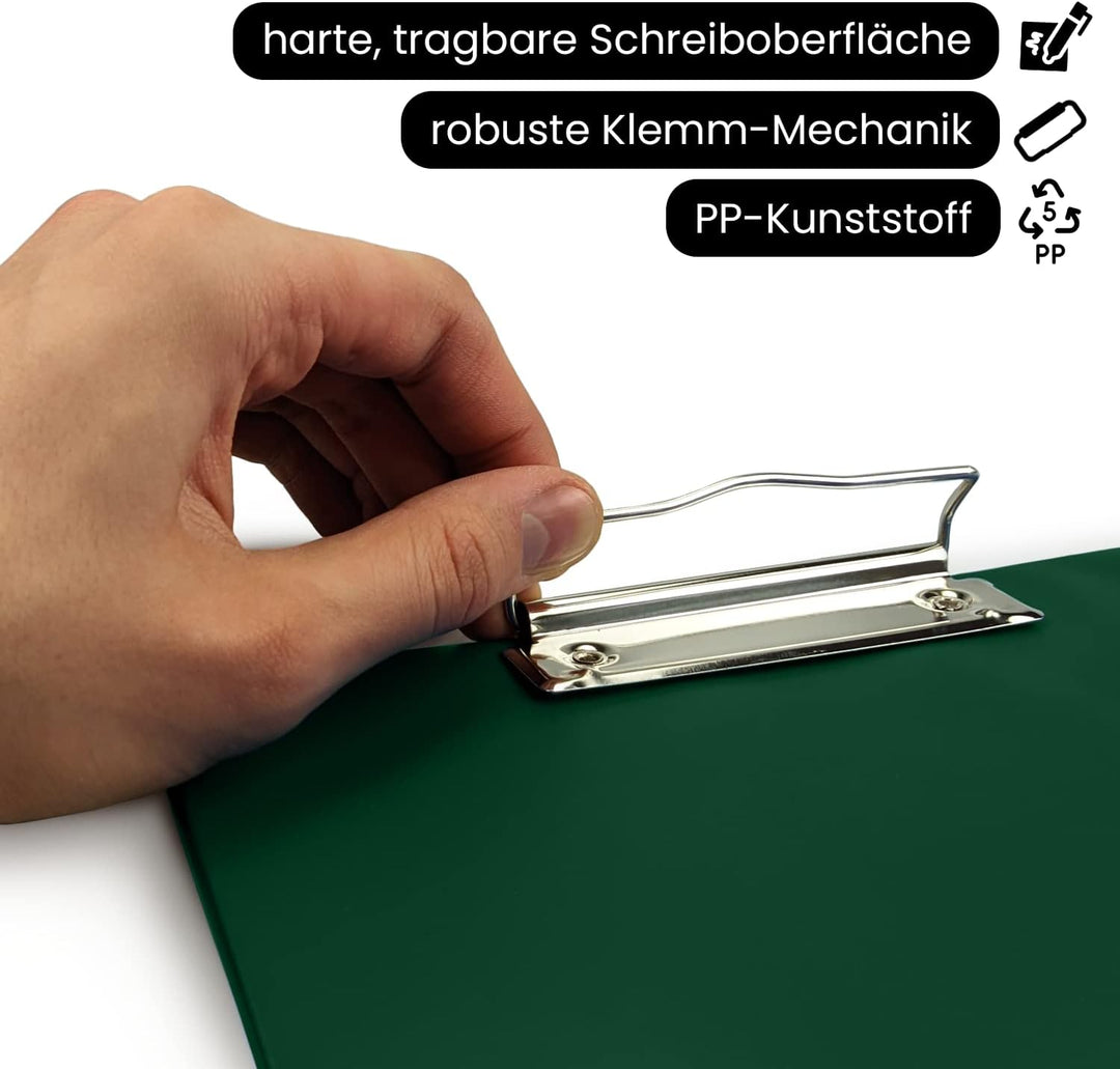 Netuno 10 Stück Klemmbrett A4 farbig sortiert mit Metallclip Schreibplatte aus Hartkunststoff Dokume