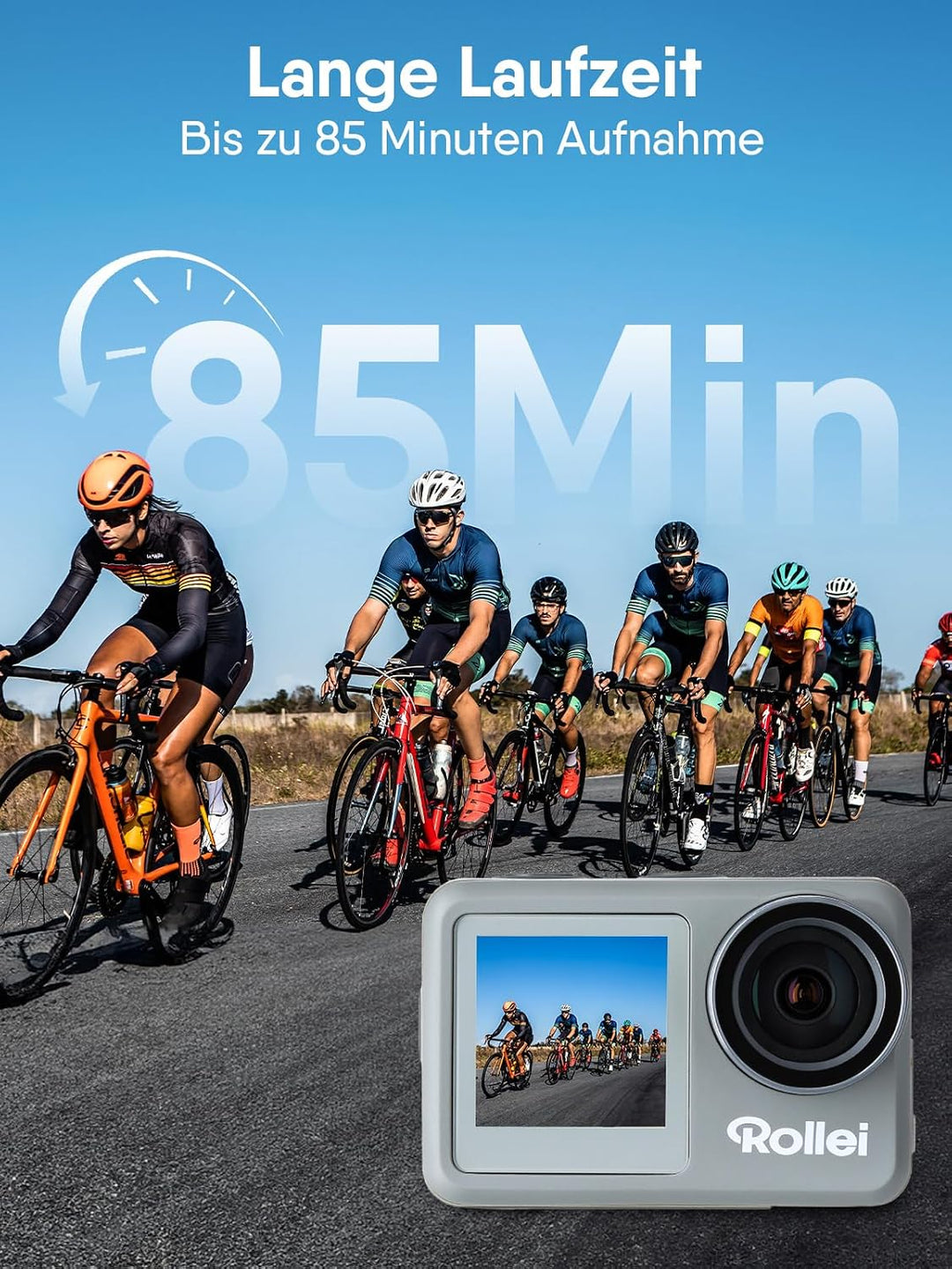 Rollei Action-Cam 9s Plus I 4K 60fps Unterwasserkamera mit Selfie-Display, Bildstabilisierung, Zeitr
