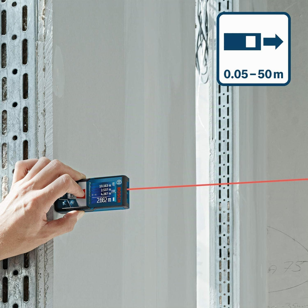 Bosch Laser Entfernungsmesser GLM 500 (Arbeitsbereich: 0,05–50 m, Neigungswinkel: 0–360°, Messgenaui
