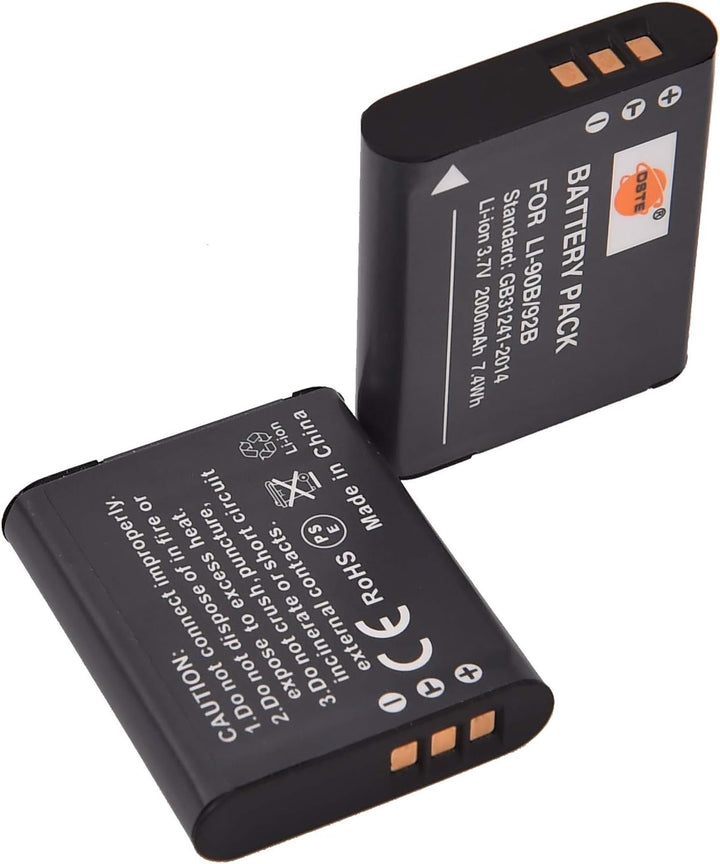 DSTE®（2 Pack） Ersatz Batterie und DC16E Reise Ladegerät Compatible für Olympus Li-90B SH-1 SH-50 iHS