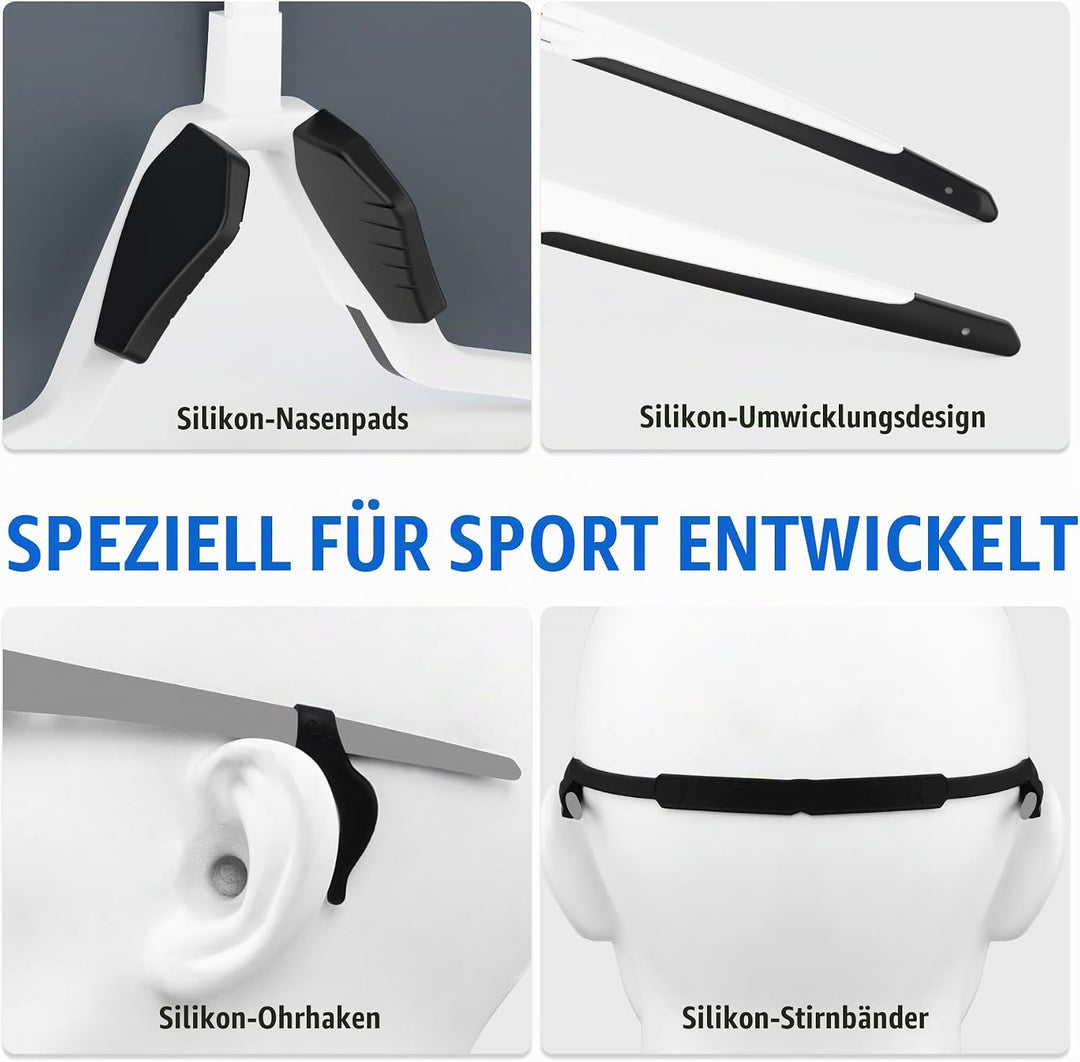 X-TIGER Fahrradbrille, Herren Damen Sportbrille, UV400 mit 5 Wechselgläser,Starker TR90 Frame, mit M