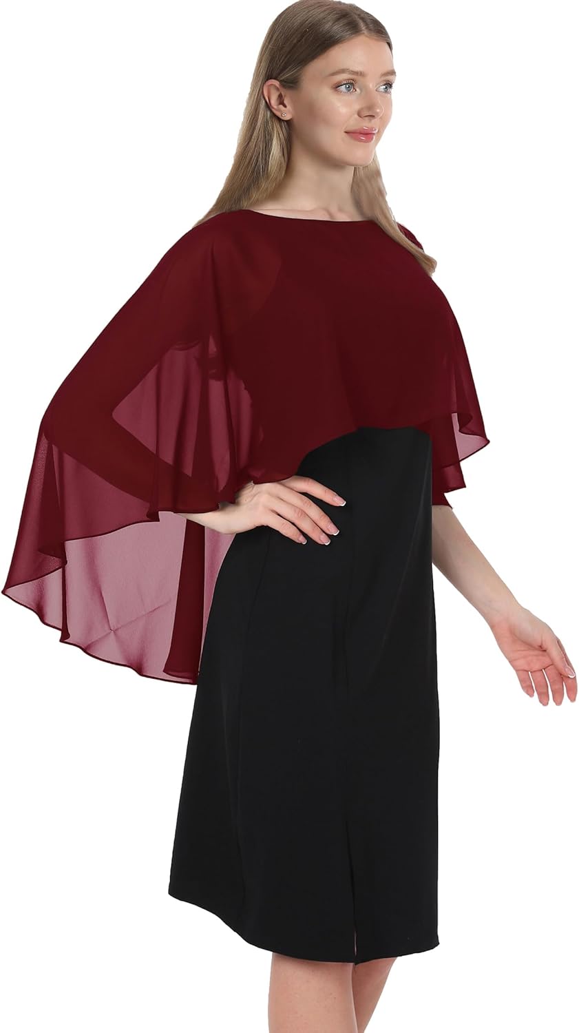 Damen Chiffon-umhang001 Pashmina-Schal Einheitsgrösse Burgunder, Einheitsgrösse Burgunder