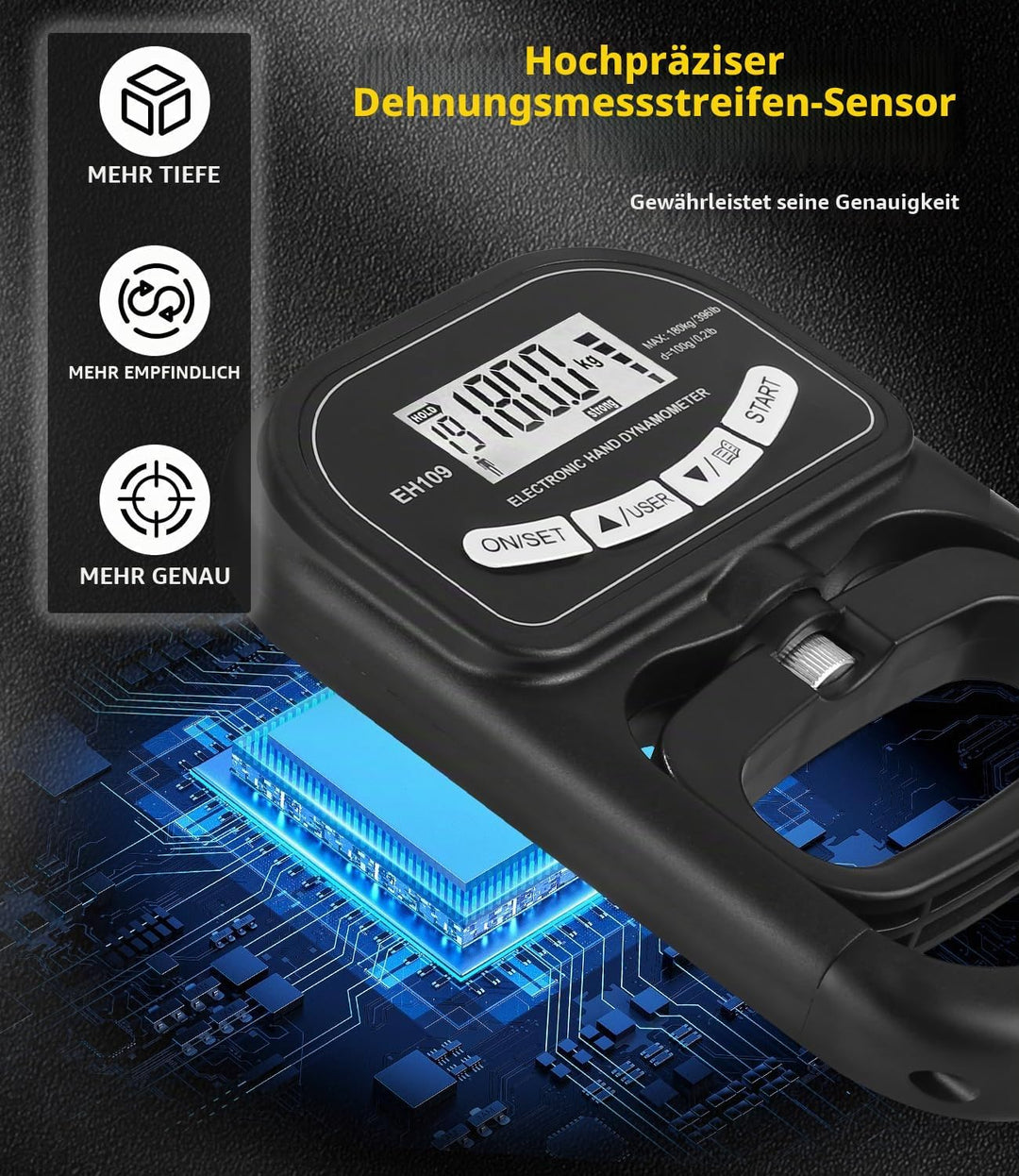 Digitaler Handkraftmessgerät,180 kg Griffkrafttrainer,Hand Dynamometer Grip Strength Trainer,Verstel