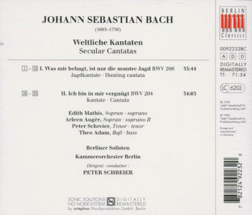 Weltliche Kantaten BWV 204, 208, Audio-CD