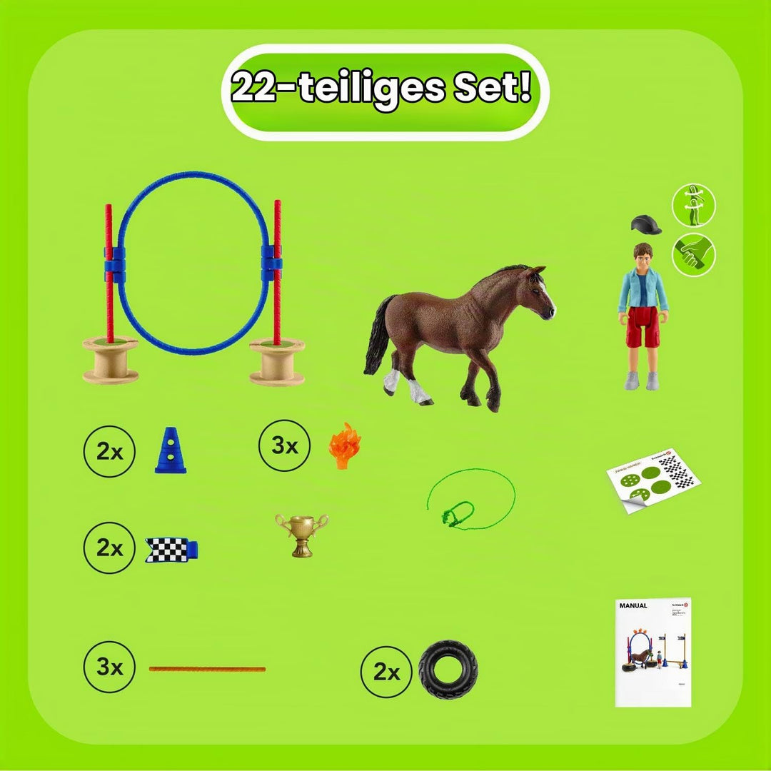 Schleich Farm World | Pony Agility Rennen 42482 | 26 Teile Standardverpackung, Standardverpackung