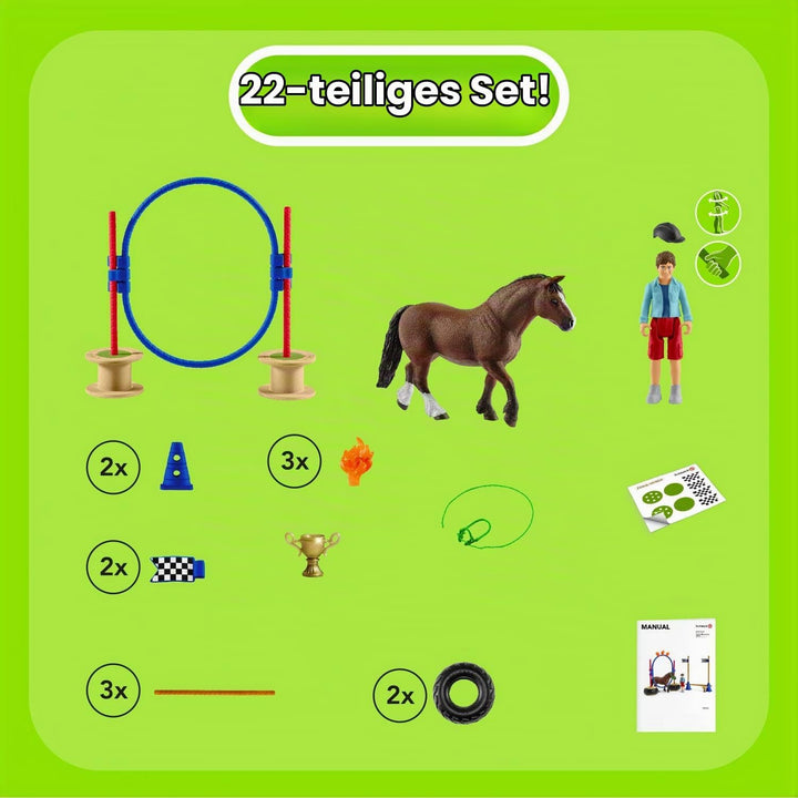 Schleich Farm World | Pony Agility Rennen 42482 | 26 Teile Standardverpackung, Standardverpackung