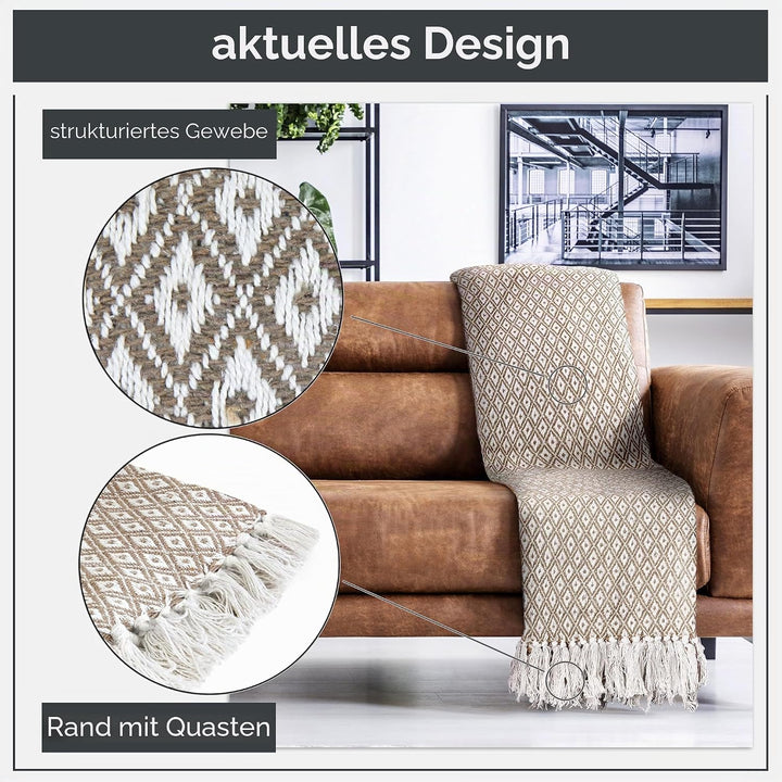 Emma Barclay Casablanca Scandi Überwurf, gewebt, recycelt, Baumwolle, für Sofa, Sofa, Bett, 70 x 100