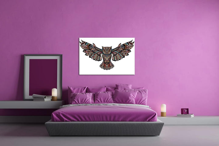 deyoli Mosaik Eule Format: 60x40 als Leinwandbild, Motiv fertig gerahmt auf Echtholzrahmen, Hochwert