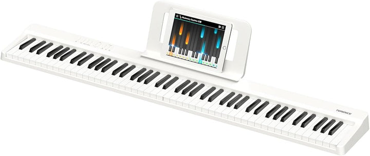 TERENCE E Piano 88 Tasten Weiss, Keyboard Piano mit Halbgewichtet, Faltbares Klavier mit Aufnahme un