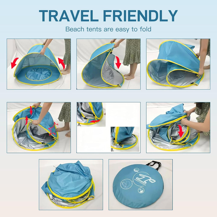 Strandmuschel Baby - Pop Up Strandmuschel UV Schutz 50+ - Strandzelt Baby mit Pool - Strandzelt Baby