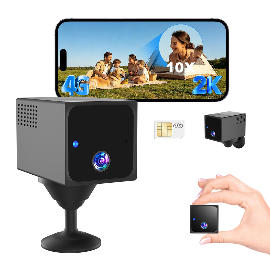 Bextgoo 4G LTE Überwachungskamera mit SIM Karte, 2K Mini Kamera ohne WLAN