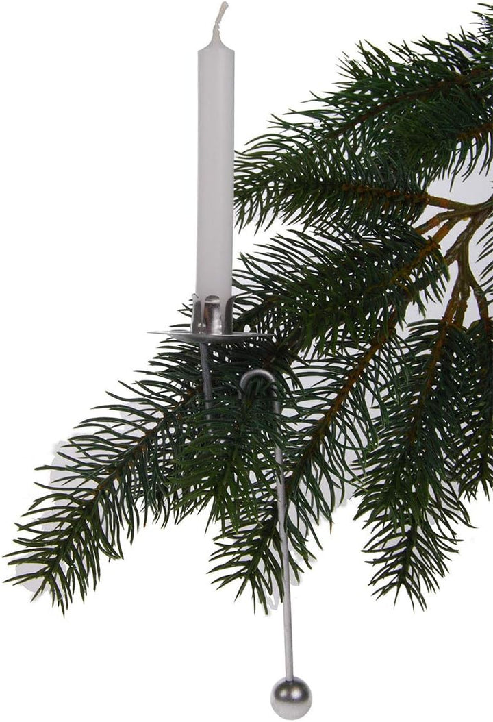 Baumkerzenhalter Balancehalter Pendelhalter für Weihnachtsbaum matt Silber (Silber, 6er)