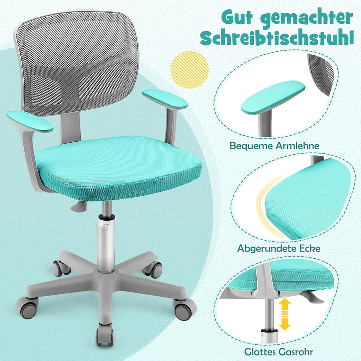 DREAMADE Kinder Schreibtischstuhl höhenverstellbar, ergonomischer Jugenddrehstuhl mit Rückenlehne &amp;