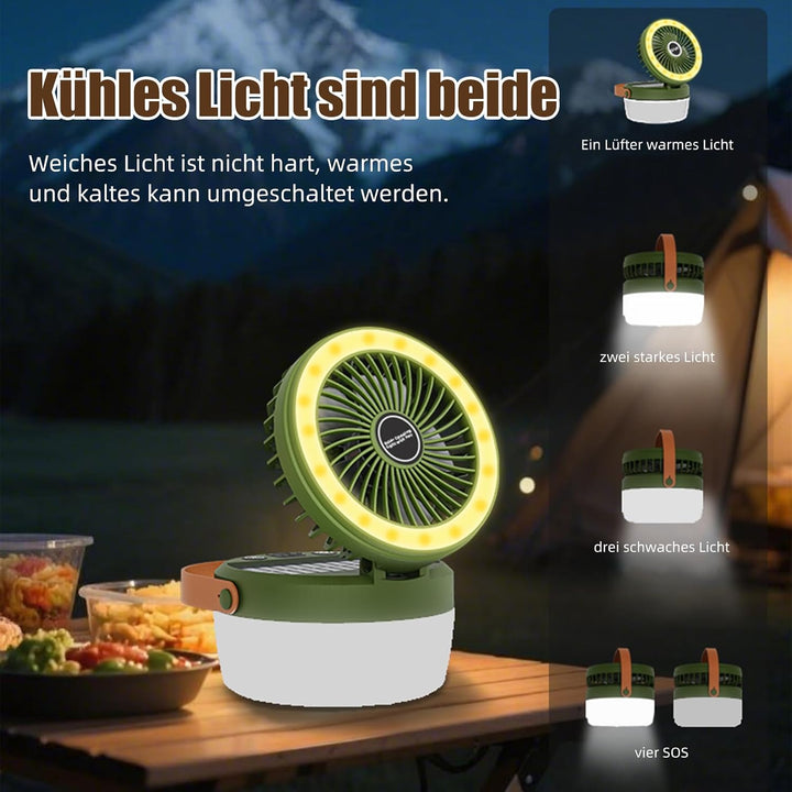 Solar Camping Ventilator, USB Rechargeable Fan, Tischventilator akku Ventilator Camping Campinglampe
