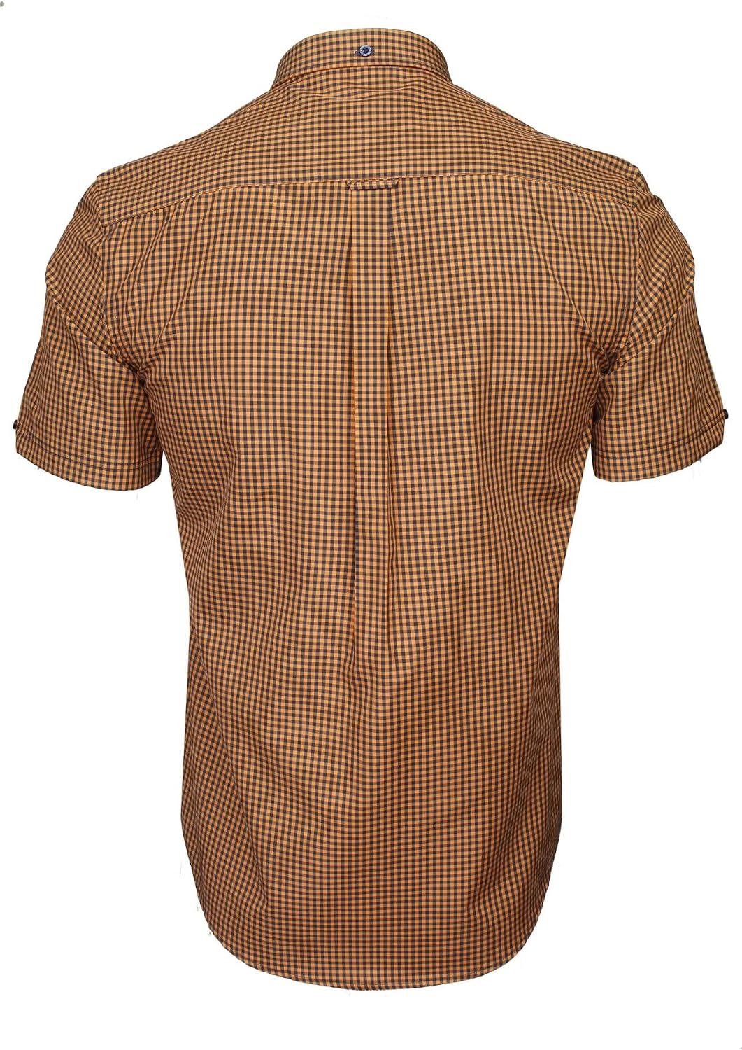 Xact Herren Kurzarmhemd mit Gingham-Karo, Button-Down-Kragen, Normale Passform M Apricot/ Navy, M Ap