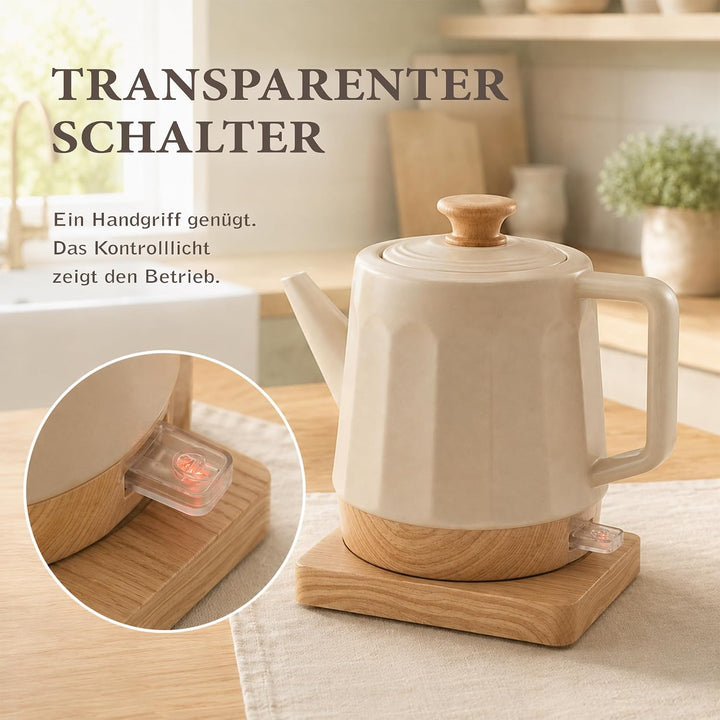 Harmonie Keramik Wasserkocher 1,2 L, Design White Oak