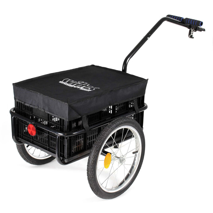 Wiltec Fahrrad Lastenanhänger, Fahrradanhänger, Deichsel klappbar &amp; Schnellkupplung für Einkäufe, Ur