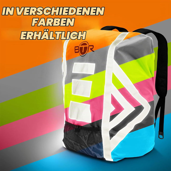 BTR Wasserfester Regenschutz für den Rucksack, Regenschutz für Schulranzen Reflektierend Grösse (57c