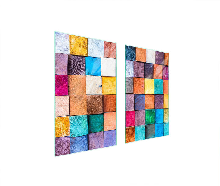 TMK ArtDeko Herdabdeckplatte 2 Teilig 40x52 + 35x52 cm - Spritzschutz Herdabdeckung – Herdschutz aus