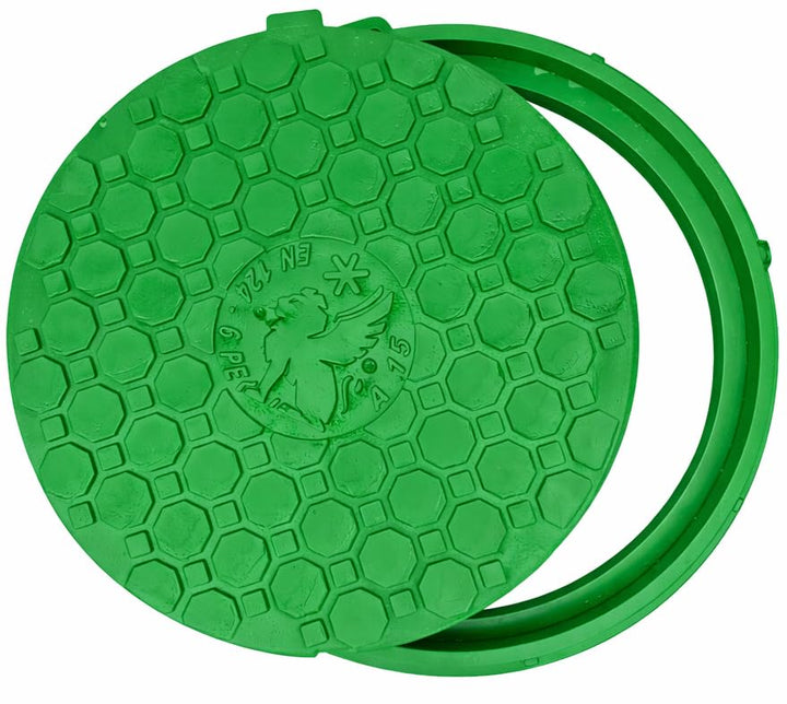 BABYLONPLAST Schachtabdeckung, Kanaldeckel Ø500 Kl.A15, Kunststoff Schachtdeckel A15, Belastbar bis