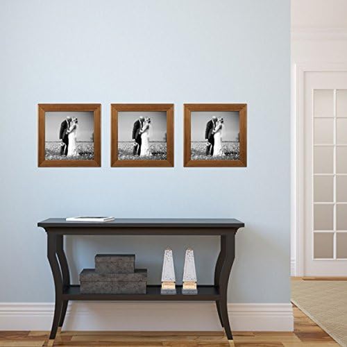PHOTOLINI Bilderrahmen 20x20 cm Holz Eiche-Optik Landhaus-Stil, 3er Set Holz-Rahmen, Made in Germany