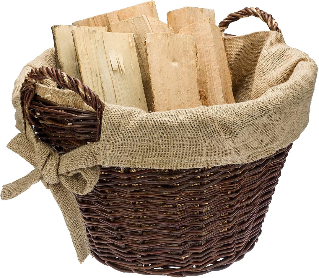Weide-Kaminholzkorb für Holz cm mit Jute 40 x 39cm | Feuerholz korb | Holzkörbe | Kamin Aufbewahrung