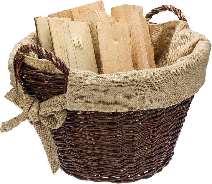 Weide-Kaminholzkorb für Holz cm mit Jute 40 x 39cm | Feuerholz korb | Holzkörbe | Kamin Aufbewahrung