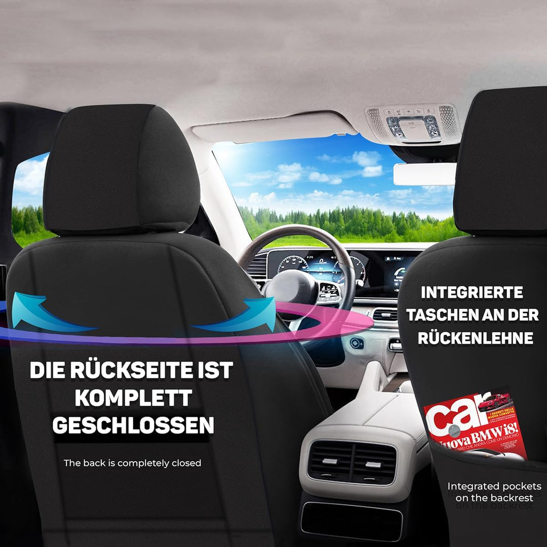BREMER SITZBEZÜGE Mass Sitzbezüge Schonbezüge für Mercedes GLA H247 KT101 KT101 - Schwarz/Grau GLA H
