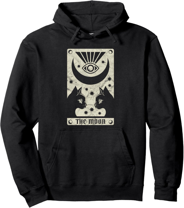 Tarot Moon Cat Witch Mond Hexe Gothic Satanic Occult Pullover Hoodie