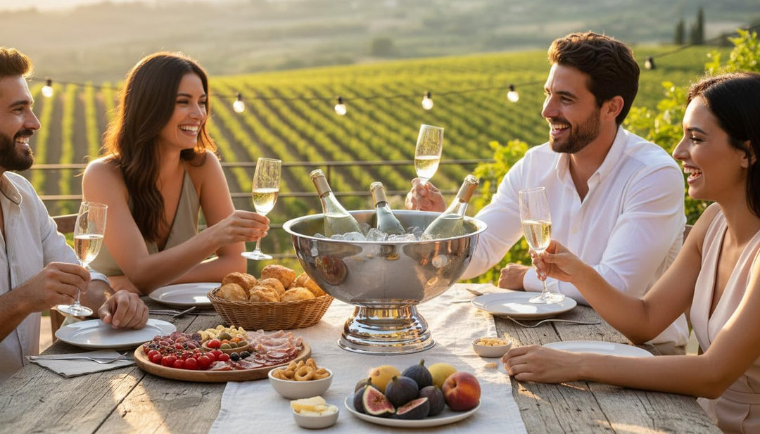 Sonoma | Champagnerschale aus Edelstahl | Spiegelpolierte Bowle mit elegantem Fuss | Grosser Sektküh