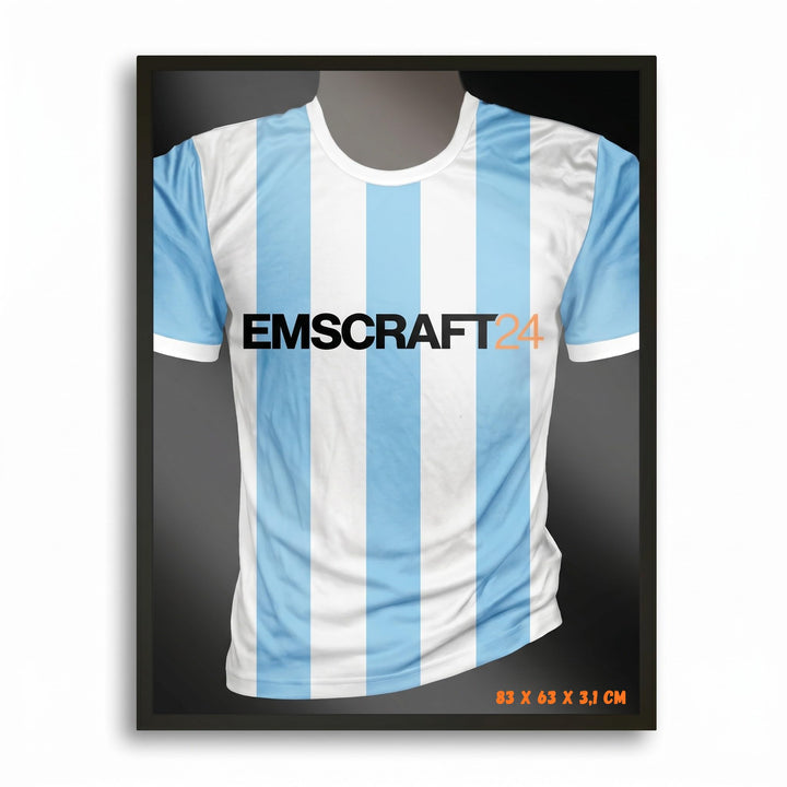 Trikotrahmen 63x83 cm mit Trikot Bügel Schablone TrikotFrame | Bilderrahmen schwarz MDF-Holz mit Acr
