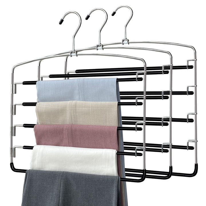 Hosenbügel Platzsparend 3er Set, 5 Ebenen &amp; 4 Drehbare Arme