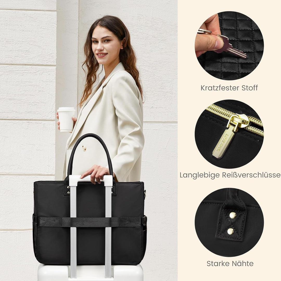 LOVEVOOK Lehrertasche Damen Gross, 15.6 Zoll Laptoptasche Arbeitstasche Schwarz 15,6 Zoll, Schwarz 1