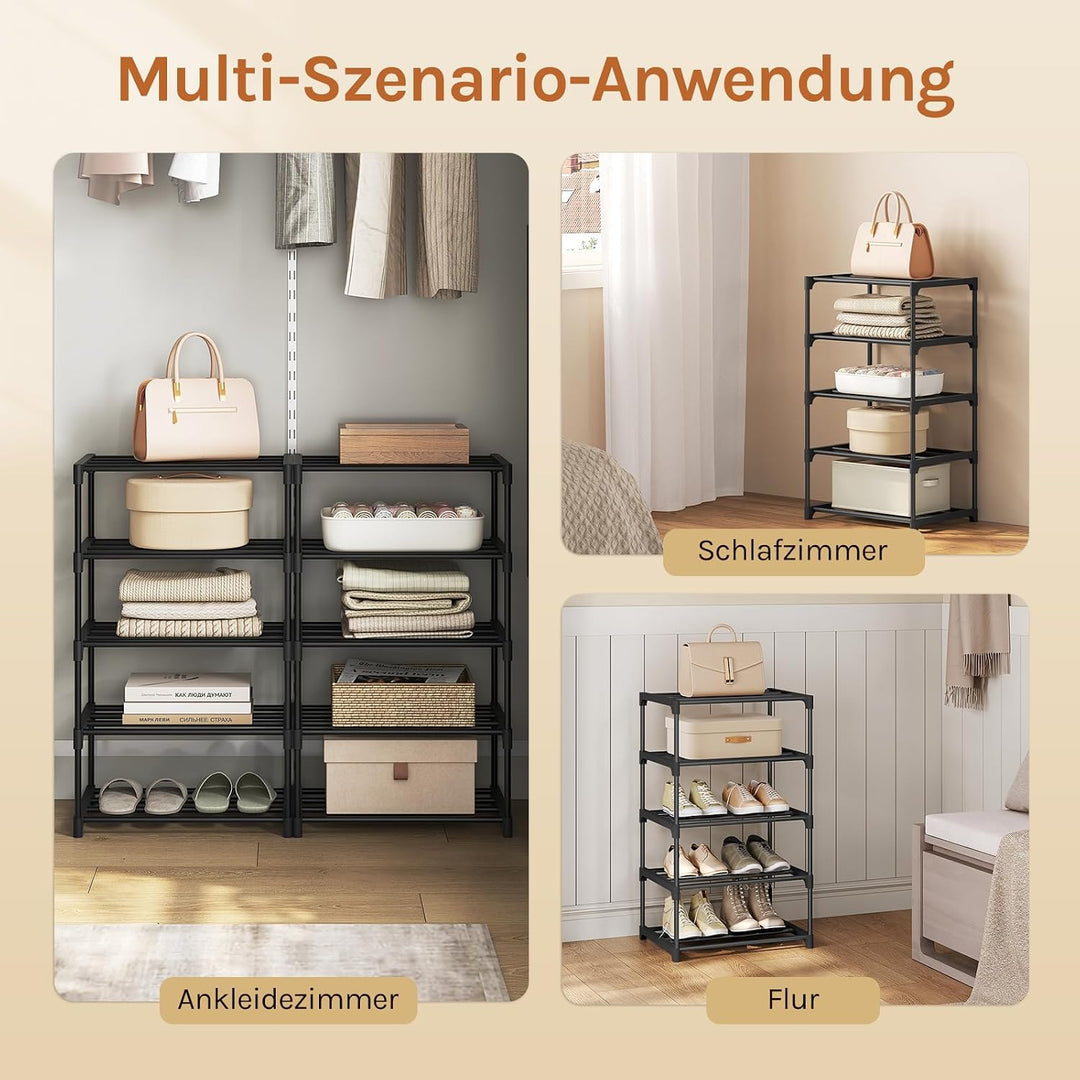 WOLTU Schuhregal schmal 5 Ebenen für 10 Paar Schuhe, Schuhorganizer Schuhaufbewahrung platzsparend,