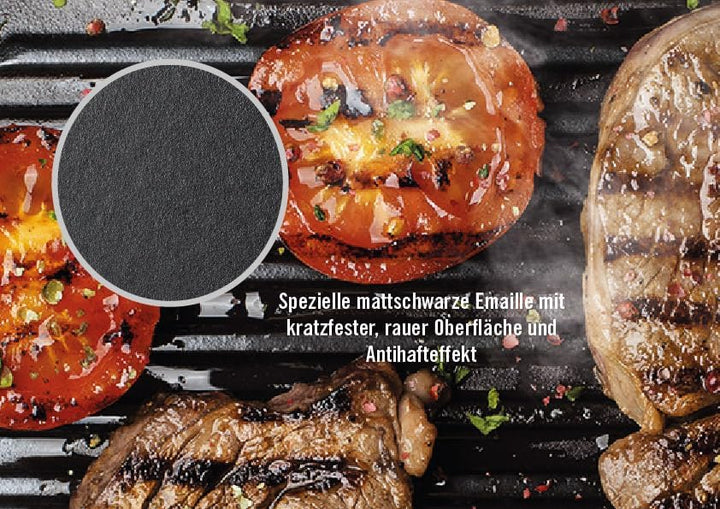 WOLL – Iron Gusstopf Ø 24 cm grau mit Deckel &amp; Silikongriffen – emailliertes Gusseisen, induktionsge