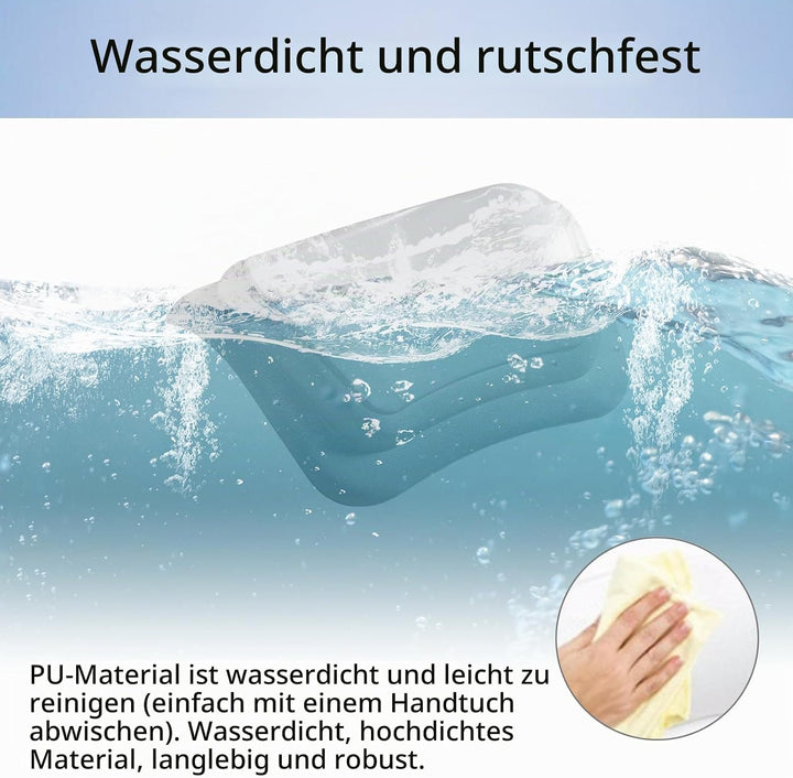 Lonkenn Badewannenkissen, Ergonomisches Badekissen, Stylisch PU-Badekissen mit Saugnäpfen, wasserdic