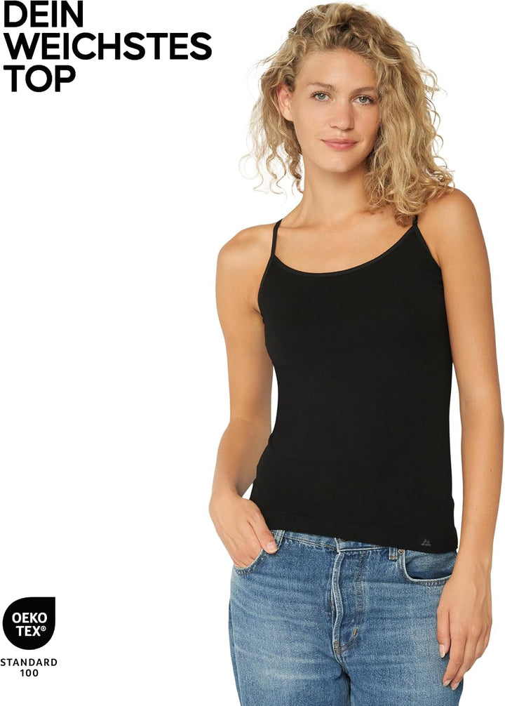 DANISH ENDURANCE 2er Pack Damen Bambus Unterhemden, Superweich, Basic Spaghetti Top, Verstellbare Tr