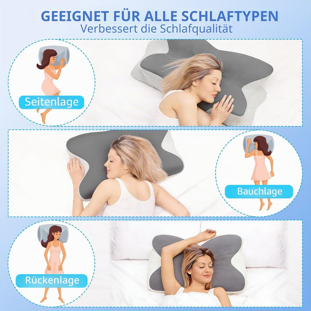 Anluoamfuy Nackenkissen Kopfkissen, 2 in 1 Ergonomisch Seitenschläferkissen für Seiten, Rücken &amp; Bau