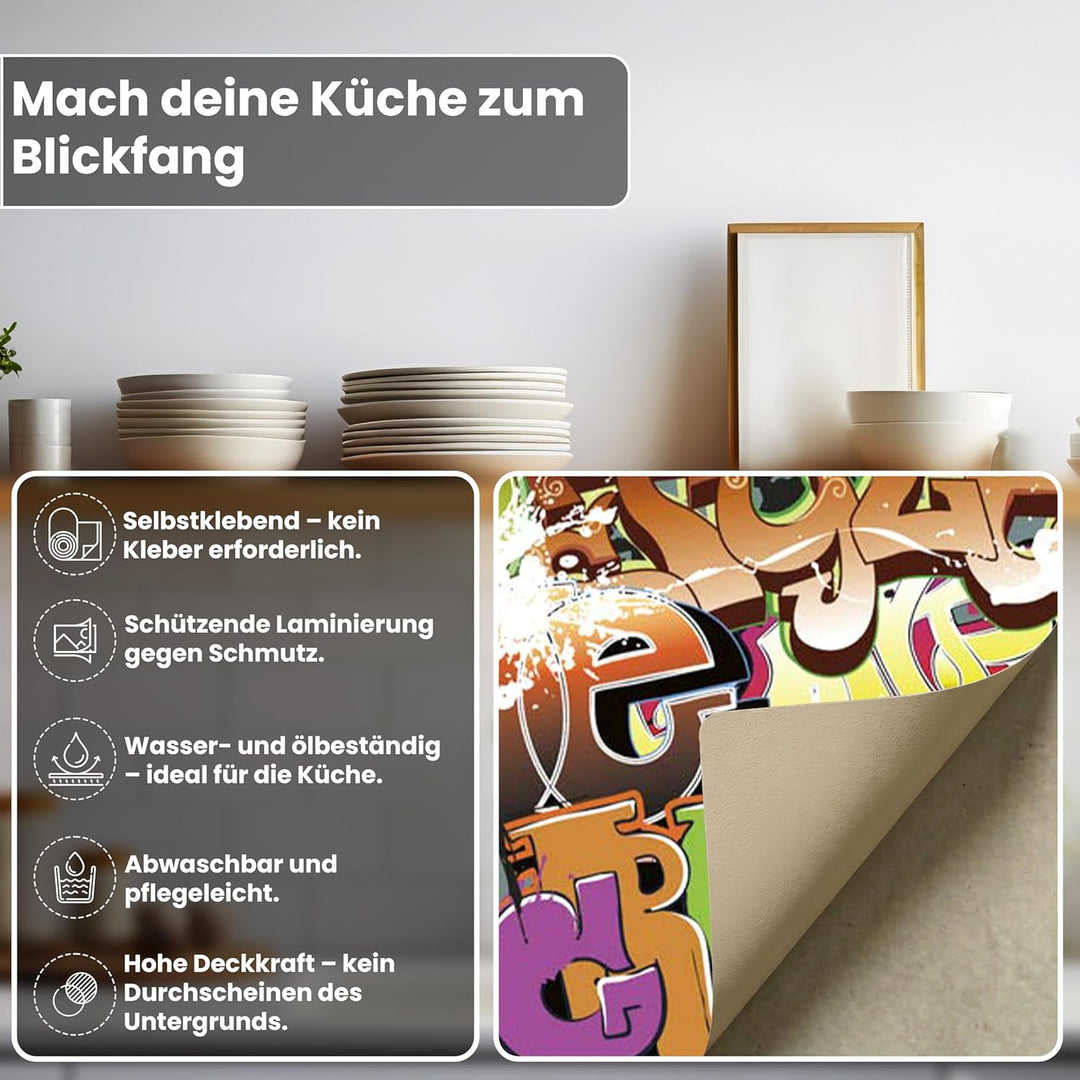 DIMEX Küchenrückwand Folie selbstklebend Graffiti | Klebefolie - Dekofolie - Spritzschutz für Küche