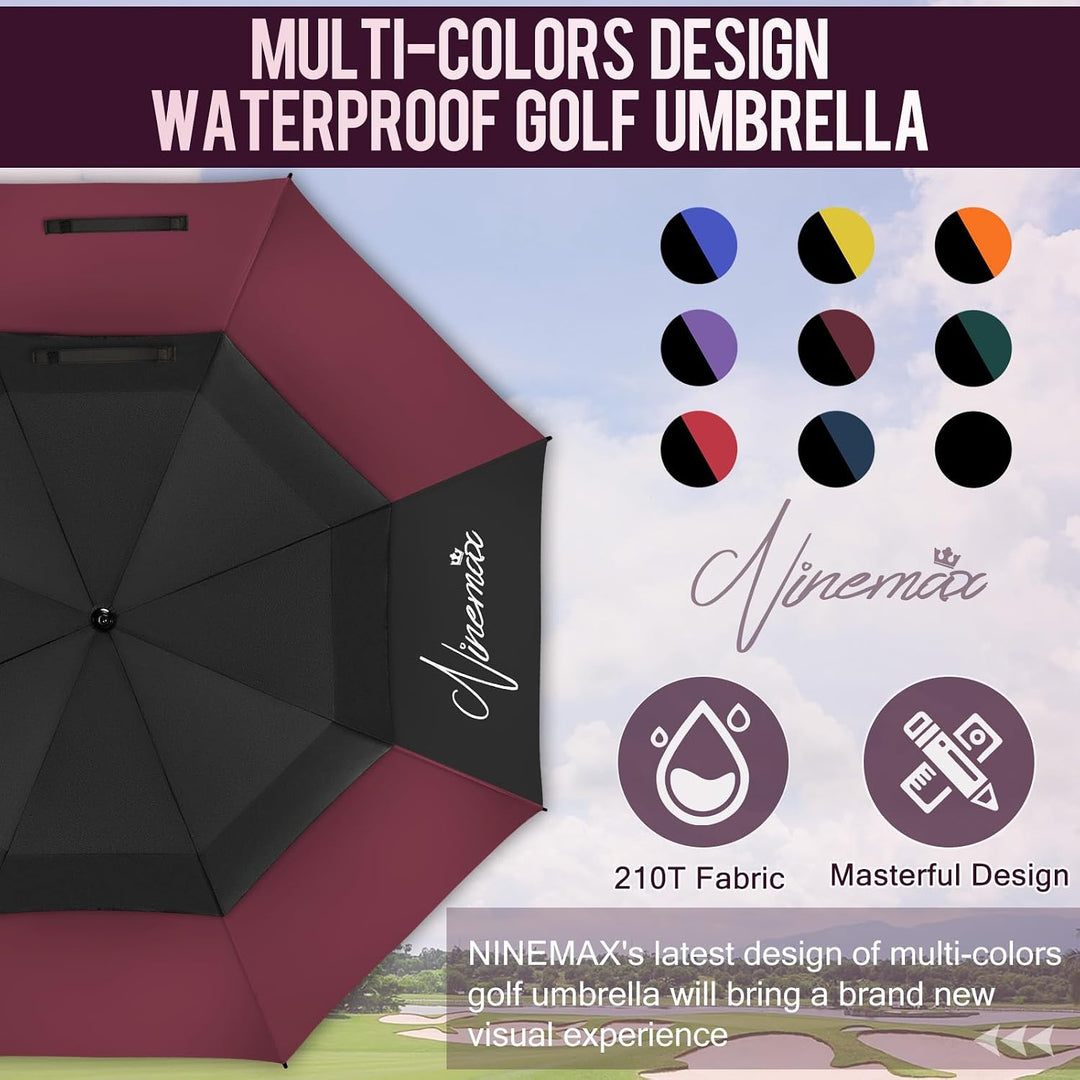 NINEMAX Golf Regenschirm Gross Sturmfest XL/XXL, Grosser Regenschirm Sturmfest Stabil, Golfschirm Gr
