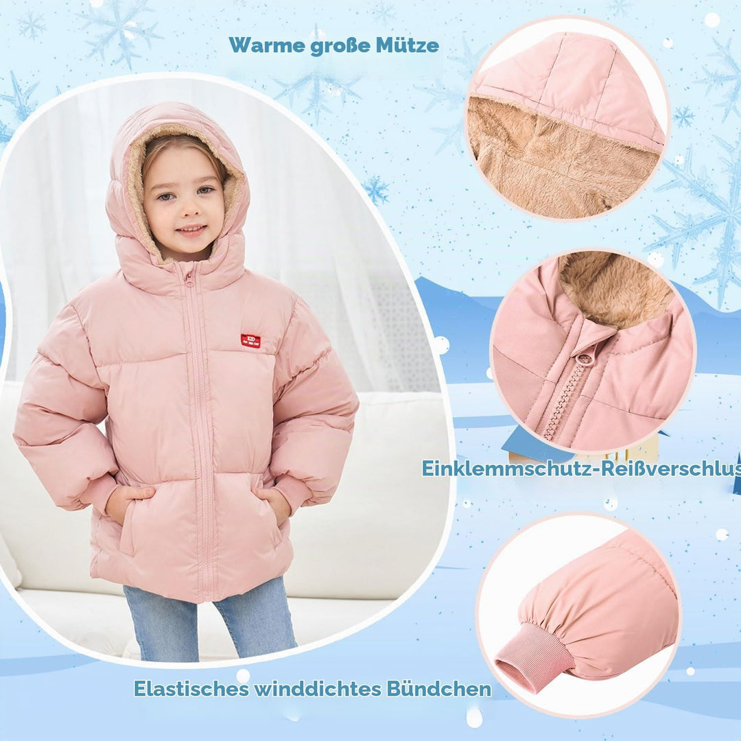 kids4ever Baby Winter Jacke Mantel Reissverschluss Kapuzenjacke Winddicht Warm Fleece Oberbekleidung