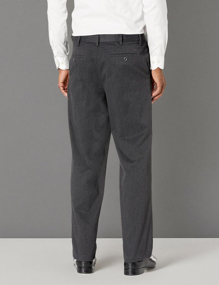 Dockers Herren Hose Comfort Khaki Stretch Relaxed Fit Flat-Front - grau - 34W / 32L